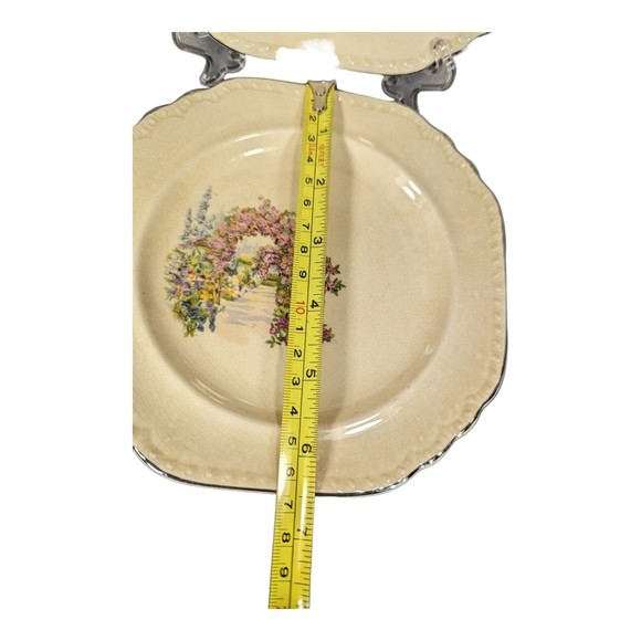 VTG 2 Salem Heirloom Desert Bread Plates Platinum Gold Made in America Floral - Picture 8 of 8